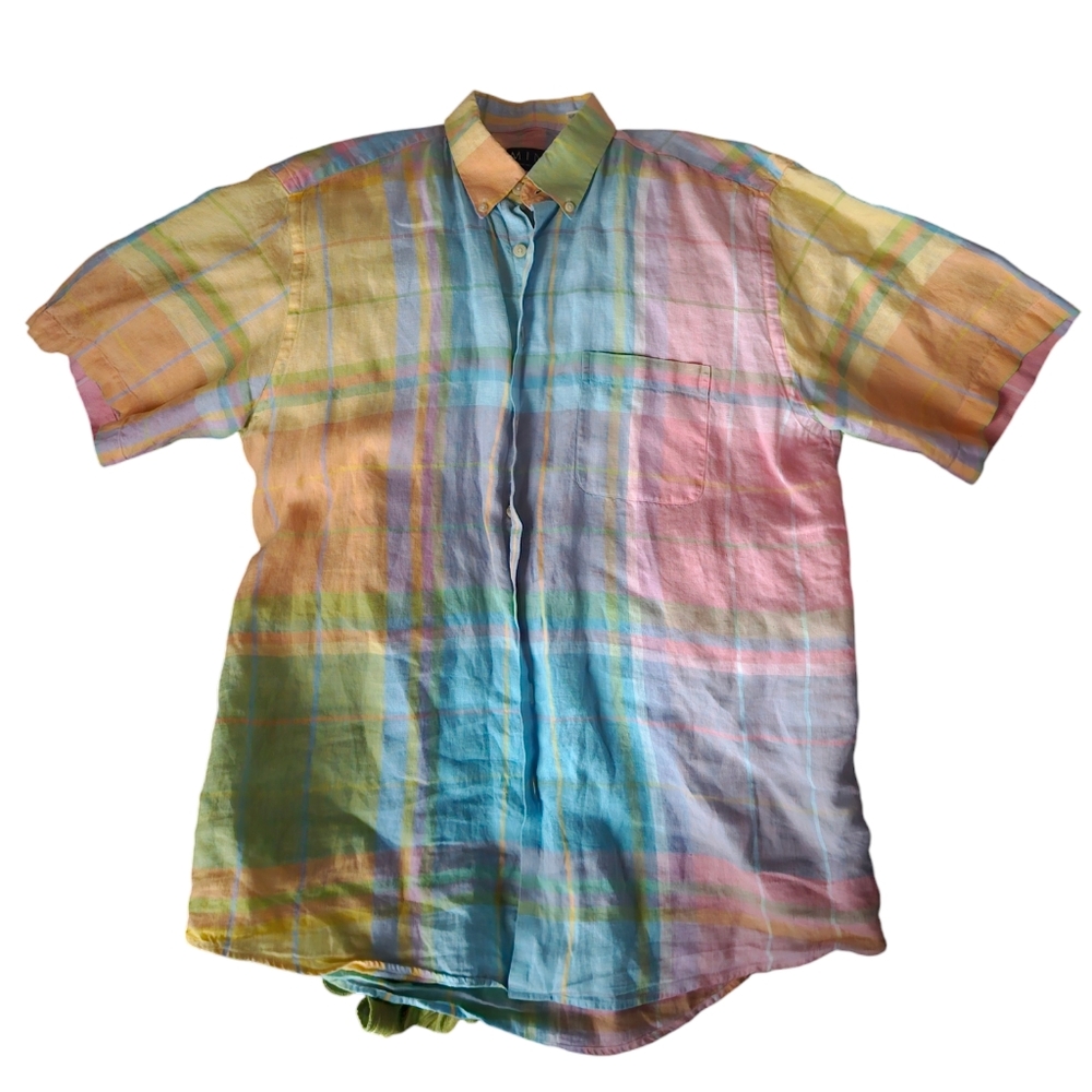 pastel button down shirt